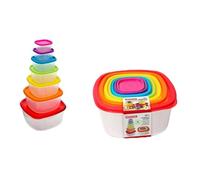 Privilege Set de Fiambreras Multicolor Apilable Cuadrado 7 Piezas (12 Unidades)