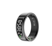 PRIXTON Anillo Inteligente Smart Ring Orbyt Touch para Hombre y Mujer, Pantalla Táctil, Base de Carga, Análisis del Sueño/Pulsómetro/Podómetro/Calorías, Android e iOS, Color Negro, Talla 8 (18.3 mm)