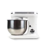 PRIXTON Batidora Amasadora KR200 para Repostería, Potencia 1200W, 6 Velocidades, Bol Acero Inoxidable de 5 litros, 3 accesorios, Tapa Transparente, Color Blanco