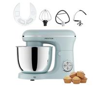 PRIXTON Batidora Amasadora KR250 para Repostería, Potencia 1500W, 10 Velocidades, Bol Acero Inoxidable de 5 litros, 3 accesorios, Tapa Transparente, Color Azul