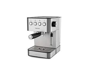 PRIXTON Cafetera Automática Verona para Café Expresso con Capacidad 1,8 litros, Portafiltro de Doble Salida, Bomba italiana 850 W, 20 Bares de Presión, Vaporizador orientable, Acero Inoxidable