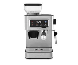 PRIXTON Cafetera Espresso Napoli con Molinillo Integrado 22 Niveles, 20 Bares, 1350W, Filtro de Doble Salida, Vaporizador ajustable, Compatible con Café en Grano, Molido y Cápsulas