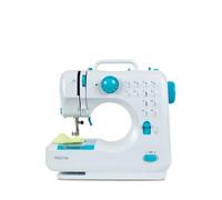 PRIXTON Mini Máquina de Coser Portátil P110 con Cajón para Accesorios, Lámpara y Pedal, 12 Tipos de Puntadas Diferentes, Dimensiones 26x25x11.5 cm, Azul