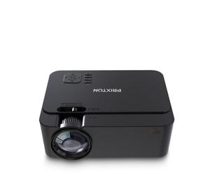 PRIXTON Proyector Portátil Goya, 2.800 Lúmenes, 2 Altavoces Integrados, Mando a Distancia, 50.000 h, Conexión HDMI/USB/AV IN/MicroSD, Resolución WVGA Compatible con Full HD, Color Negro