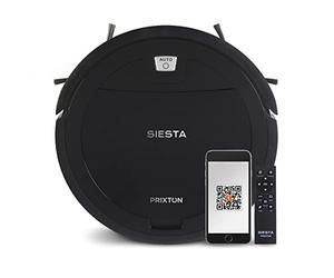 PRIXTON Robot Aspirador Siesta con Gran Potencia de Succión 1000 Pa con WiFi y App Móvil, Programable e Inteligente, Limpieza automática, Barre, Friega, Pasa la Mopa, Color Negro