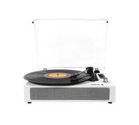 PRIXTON Tocadiscos de Vinilo Vintage con Bluetooth Studio Deluxe, Reproductor y convertidor de vinilos, Bluetooth, USB, Tarjeta SD, Radio, 2 Altavoces Incorporados, Tapa Antipolvo, Color Blanco