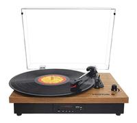 PRIXTON Tocadiscos de Vinilo Vintage con Bluetooth Studio TS420, Reproductor y convertidor de vinilos, Bluetooth, USB, Tarjeta SD, Radio, 2 Altavoces Incorporados, Tapa Antipolvo, Color Madera