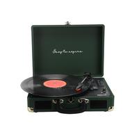 PRIXTON Tocadiscos Bluetooth VC400 Vintage, Reproductor y Convertidor de Vinilos a WAV, USB, AUX, Radio FM, RCA, Jack 3,5 mm, 2 Altavoces 5W, 33/45/78 RPM, Diseño Maleta (Verde Oscuro)
