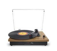 PRIXTON Tocadiscos de Vinilo Vintage con Bluetooth Studio TS420, Reproductor y convertidor de vinilos, Bluetooth, USB, Tarjeta SD, Radio, 2 Altavoces Incorporados, Tapa Antipolvo, Color Madera