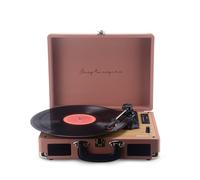 PRIXTON VC400 - Tocadiscos de Vinilo Vintage, Reproductor de Vinilo y Reproductor de Musica Mediante Bluetooth y USB, 2 Altavoces Incorporados, Diseño de Maleta (Mocha Mousse)