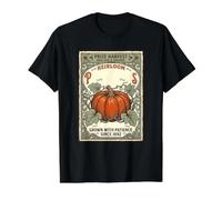 Prize Harvest - Calabaza de Granja de jardín de reliquia orgánica y sin OMG Camiseta gráfica económica, Hombre, Negro, XL