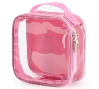 Prizmxed Neceser impermeable pequeño, bolsa de cosméticos portátil de PVC con gran capacidad y doble cremallera transparente, la bolsa de aseo es apta para viajes, Rosa., Neceser transparente
