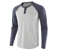 PRJN - Camiseta de béisbol Henley para hombre, manga larga raglán, ajuste regular, casual, con botones, cuello redondo, mangas ajustadas, camisetas Henley de manga larga para hombre, camisetas de