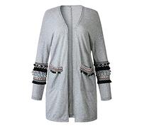 PRJN Cárdigan de Manga Larga para Mujer Colores Mezclados con Bolsillos Cárdigan Tallas Superiores Cárdigan Largo Suéter con Frente Abierto Jerséis de Punto Prendas de Gran tamaño Tejido de Cable