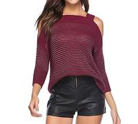 PRJN Moda para Mujer Invierno Hombro frío Cuello Halter Jersey de Color sólido Mangas largas Suéter Tops Mujer Hombro frío Cuello Halter Tejido a Mano Jersey Jersey Suelto Tops Holgados de otoño