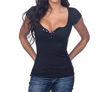 PRJN Mujer Warp Tops Camiseta Sexy Top Blusa con Cuello En V Sólido Manga Corta Top Abrigo Escotado Cruzado Frente Blusa Camisa Ajustada Camiseta Tops De Verano Mujer Tops de Mujer