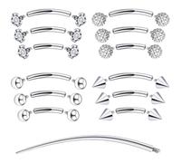 Prjndjw Piercing para cejas con rosca interna, de acero quirúrgico, curvado, pequeño anillo para cejas, labret vertical, joyería para labios, aretes para mujeres y hombres, 20 g, 16 g, 6 mm, 8 mm, 10