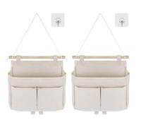 Prmape 2 bolsas de almacenamiento colgantes, alta capacidad, 3 compartimentos con gancho adhesivo, organizador colgante para puerta de baño, organizador colgante para el hogar, escuela, oficina,