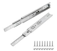 Prmape 2 Pcs Guias Cajones Carriles Plateado, 250mm Railes para Cajones, 3 Pliegues Guias Telescopicas para Cajones, Guia Cajon Extraccion Total, Montaje Lateral, Capacidad de Carga Hasta 45 KG