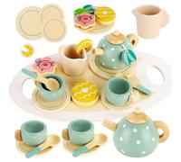 Prmape Juego de Te Infantil Madera, Juego de Te Juguete Niño, Accesorios Cocina Juguetes de Madera, Juego SimbóLico Niña Regalo para Niños 3 4 5 6 7 años