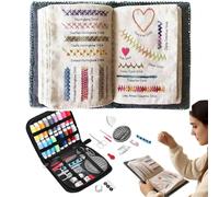 PRMTYUP Kit De Bordado para Principiantes Adultos, Libro De Bordado para Principiantes, Cose Donde Quieras con Tutorial Instructivo Y 106 Patrones, Kit Practica Costura,1pcs
