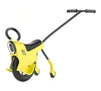 PRMTYUP Monociclo De Equilibrio 2 En 1 De 12 Pulgadas para NiñOs PequeñOs, Monociclos Ligeros con Luz, Pasamanos Y Ruedas Auxiliares, Bicicleta-Cochecito De Empuje Manual,Amarillo