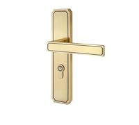 PRNDKYQZ Cerradura de Puerta Interior Retro de latón Chino, manija de Puerta de Madera Maciza, Puerta de Dormitorio, baño, Cerradura silenciosa de Lujo Ligera(58H82 Brass Panel Lock)