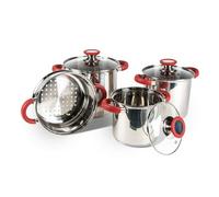 Pro 3 Cacerola Espacio Saver Cocinar Set Con Colador Térmico En Acero Inoxidable
