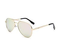 Pro Acme Gafas de sol polarizadas pequeñas para adultos, cara pequeña y juvenil, 52 mm, Marco dorado | Lente de espejo rosa, Lenswidth