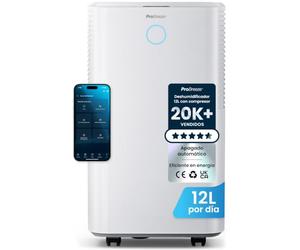Pro Breeze OmniDry Deshumidificador 12L/Día con WiFi, Depósito de 2L, Secado de Ropa, Sensor Automático, Temporizador 24H, Modo Nocturno, Humedad, Moho y Condensación - Habitaciones hasta 20 m²