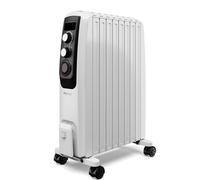 Pro Breeze Radiador de Aceite 2000 W de Bajo Consumo, 3 Configuraciones de Calor, 8 Elementos, Termostato, Temporizador de 24 Horas - Portátil con Ruedas (Blanco 2000W)