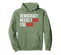Pro Democracy Needs Your Courage Sign Resist Fascism Protest Sudadera con Capucha, Unisex para Adultos, Verde Salvia, L