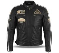 PRO FUTURE Chaqueta de moto de cuero para hombre ASPIDEX estilo vintage custom & café racer Harley, Negro , XXXXXXXL