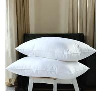 Pro Home Almohadas de plumas y plumón de pato de 1200 g/m², lujosa y cómoda, con funda de algodón, hipoalergénica, calidad de hotel, tamaño estándar del Reino Unido, 48 x 74 cm (funda de algodón, 2)