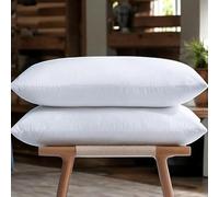 Pro Home Almohadas de plumas y plumón de pato de 1200 g/m², lujosa y cómoda, con funda de algodón, hipoalergénica, calidad de hotel, tamaño estándar del Reino Unido, 48 x 74 cm (microfibra, 2)