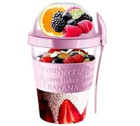 Pro Home Olla de yogur con cuchara, 20 onzas/600 ml, sin BPA, reutilizable, hermética, apta para lavavajillas, ollas de yogur con tapas, recipientes para cereales Museli, almacenamiento de tarros de