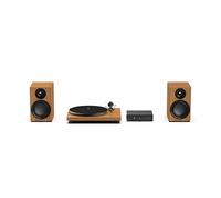 Pro-Ject Colorido sistema de audio E, verdadero sistema estéreo analógico de alta fidelidad, juego de alta fidelidad todo en uno que incluye tocadiscos Debut E, amplificador integrado Stereo Box E y