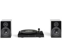 Pro-Ject E1 Jukebox OM5E - Tocadiscos con Bluetooth, amplificador frontal y de potencia, Speakerbox 5 Set - Sistema Todo en Uno - Negro