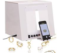 Pro Jewelry - Kit de caja de luz para fotografía con tocadiscos de 360 grados, luces LED regulables, tienda de campaña de tiro, caja de luz para joyas, cosméticos y manualidades