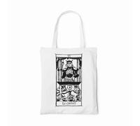 PRO' line Dshirt14 - Bolsa de la compra con tarot de Marsella, diseño de Tarot de Marsella, fabricado en algodón orgánico, aprobado por la tierra y vegano, hecho a mano, blanco, Talla única
