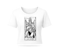 PRO' line DSHIRT14 - Camiseta para mujer Justice Tarot de Marsella, la Justicia, algodón orgánico peinado, 185 g/m², Boxy Fit Cropped Justicia Tarot, blanco, L corto