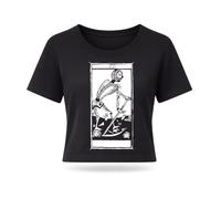 PRO' line DSHIRT14 - Camiseta para mujer La Mort Tarot de Marsella, Arcano XIII, algodón orgánico peinado, 185 g/m², ajuste de la rodilla, Negro , L corto