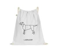 PRO' line DSHIRT14 - Mochila de algodón orgánico con estampado de Labrador Origami - DSHIRT14 - Mochila para deporte, gimnasio, guardería, zapatero, blanco, Taglia unica, Casual