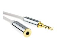 Pro Metal Blanco 3,5 mm Estéreo Conector Jack Auricular Extensión Cable 3 m [3 metros/3m]