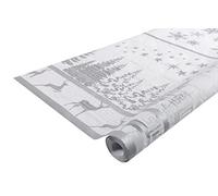 Pro Nappe - Ref R482582I - Mantel de Papel Damasco desechable en Rollo 25 M de Largo X 1,20 M de Ancho - Decoración navideña Plateada - Papel Damasco con Estampado Universal Chic y clásico