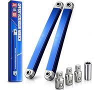 Pro Offset Extension Wrench Set, 15-Inch Impact Ready Tight Reach Tool with 1/4", 3/8" & 1/2" Drive Adapters, High Torque Offset Wrenchs Impact for Automotive & Hard-to-Reach Areas