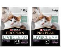 Pro Plan Liveclear Kitten <1 año - Rico en Pavo - 1,4 kg (Paquete de 2)