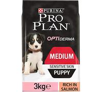 PRO PLAN Medium Puppy Sensitive Skin con OPTIDERMA Rico en salmón - 3 KG - Croquetas para Cachorros de tamaño Mediano