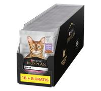 PRO PLAN Nutrisavour Delicate: comida para gatos en trozos tiernos con salmón en salsa, 26 x 85 g (18 + 8 GRATIS)