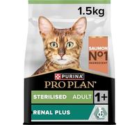Pro Plan PURINA PRO PLAN Alimento seco esterilizado para gatos adultos mayores de 1 año con OPTIRENAL, rico en salmón, paquete de 1 (1 x 1,5 kg)